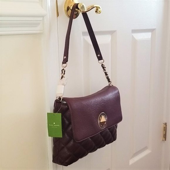 Kate Spade Gold Coast Eggplant Leather Handbag NWT